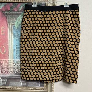 NWT Talbots Black and Gold Dot Knit Pencil Skirt